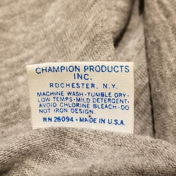 Vintage Champion Ohio State Tee Shirt L 70s Gray 65 35 Rayon Blend Blue Bar Tee - Picture 11 of 11